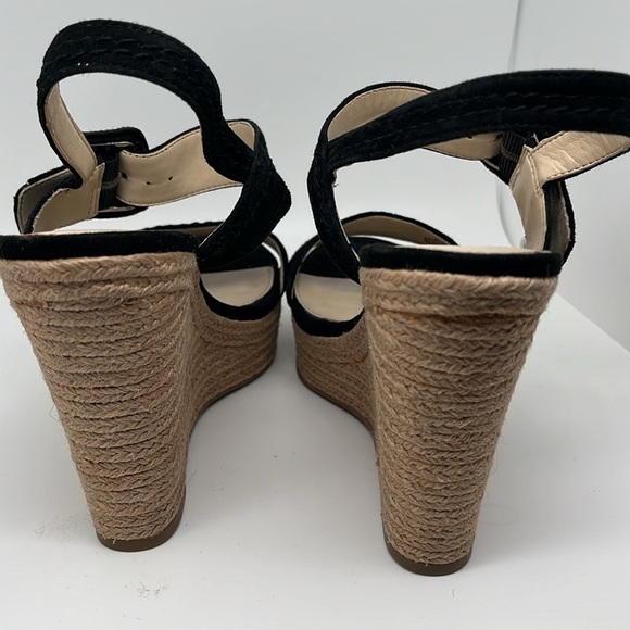 Marc Fisher Hippie 2 Black Suede Espadrille Boho Wedge Heel Sandals Size 8M - Picture 3 of 10